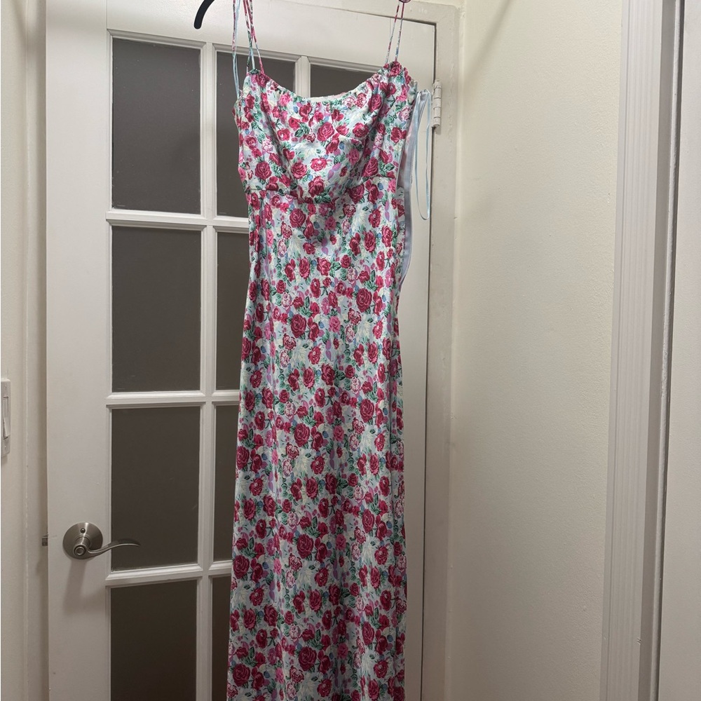 Floral Slip Maxi Dress in Pink & Mint